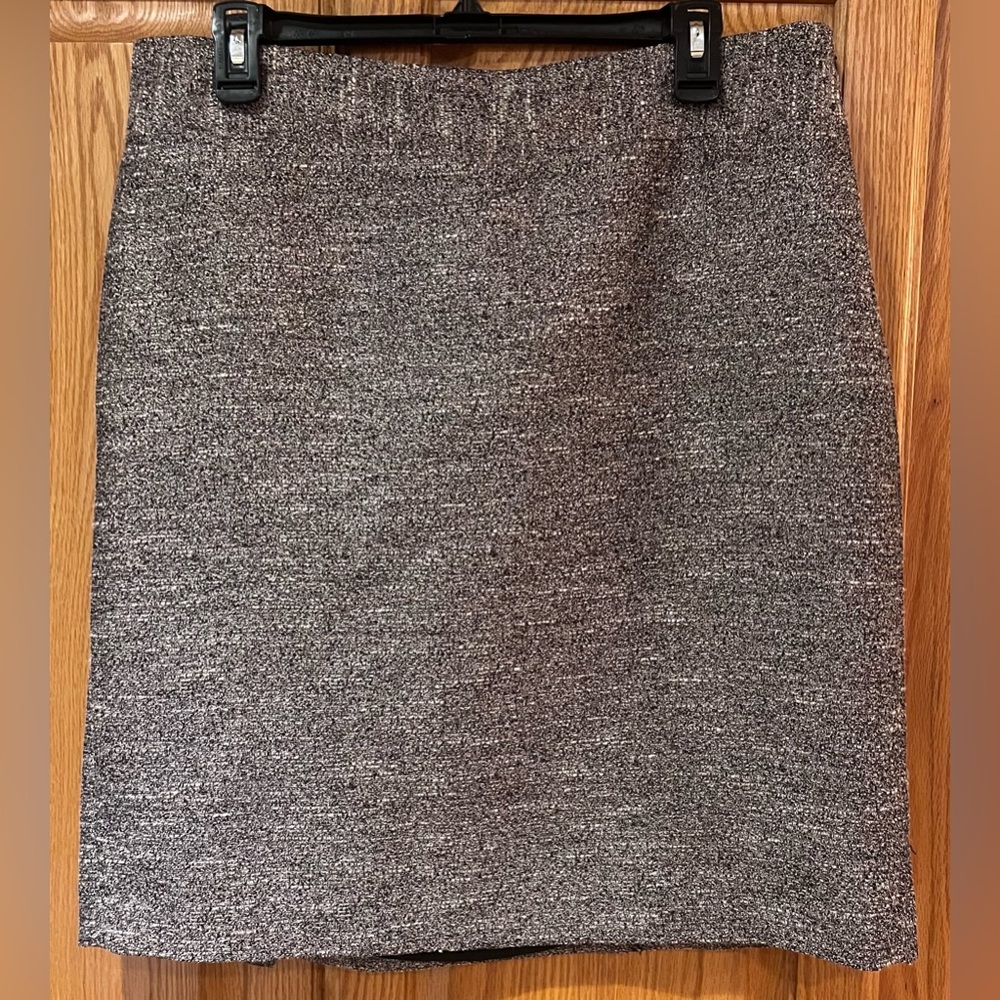Banana Republic Sparkle Silver, Black, White & Pink Tweed‎ Pencil Skirt Size 14